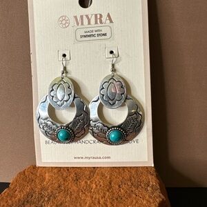 NWT Myra Bag Silver and Turquoise "Moonrise" Earrings